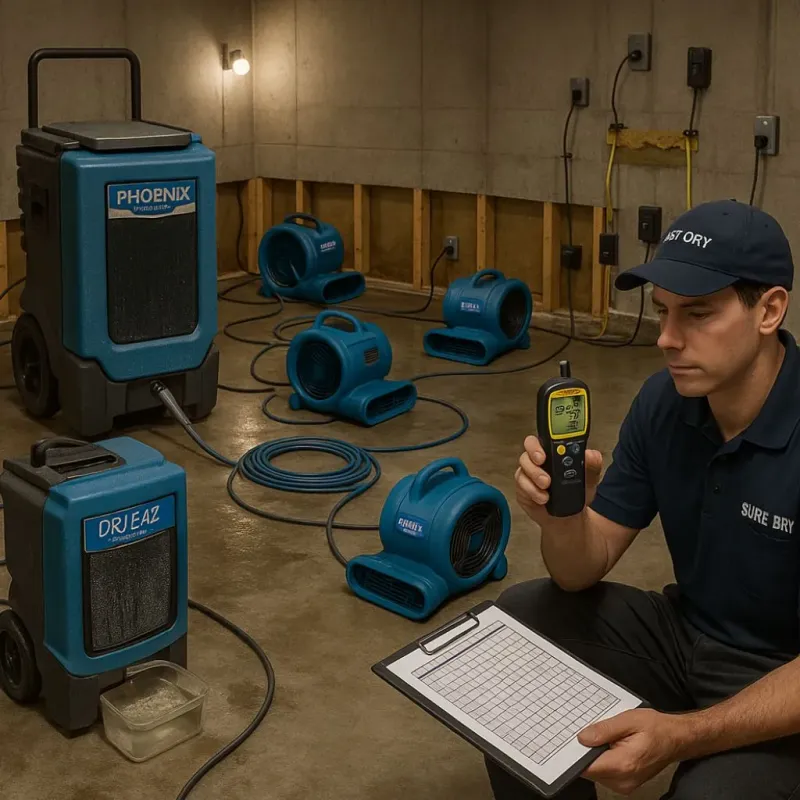 Structural Drying and Dehumidification process in Sturbridge, MA